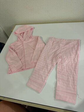 Lullaby Lane Baby Girl 2 Piece Set Hooded Cardigan Striped Pants 3 6M Like New